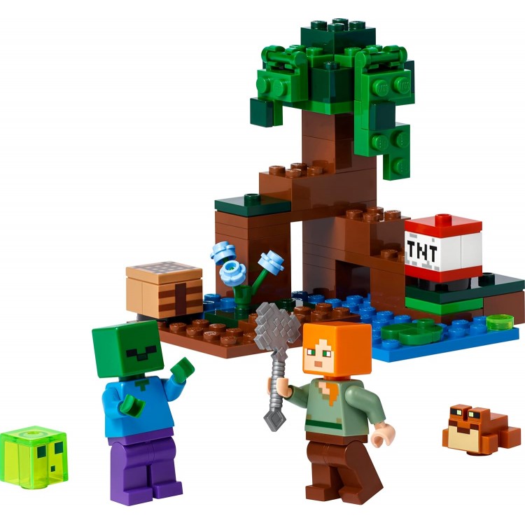 Minecraft The Swamp Adventure 21240, Building Game Construction Toy with Alex and Zombie Figures in Biome, Birthday Gift Idea for Kids Ages 8+
