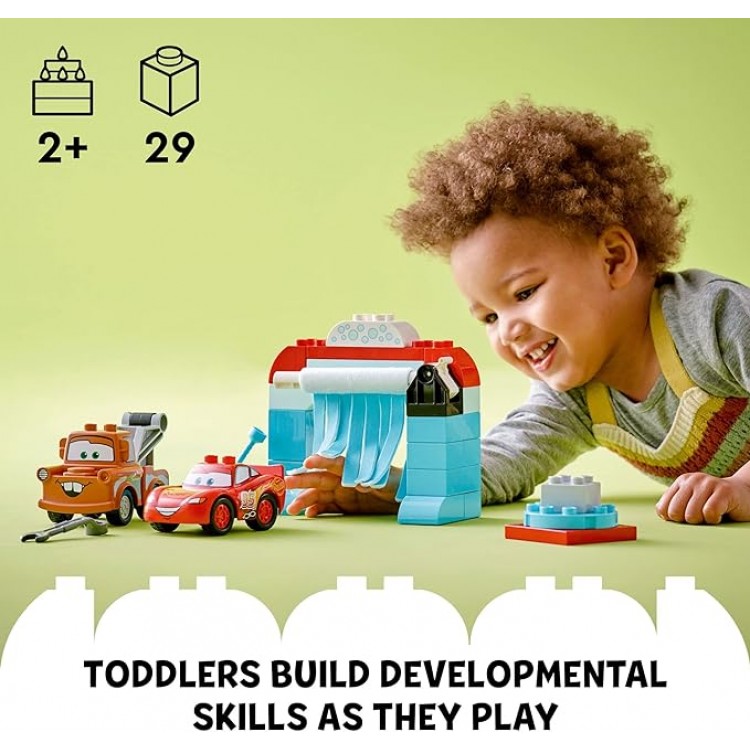 Cars Lightning McQueen & Mater's Car Wash Fun 10996, Buildable Toy for 2 Year Old Toddlers, Boys & Girls, Birthday Gift Idea