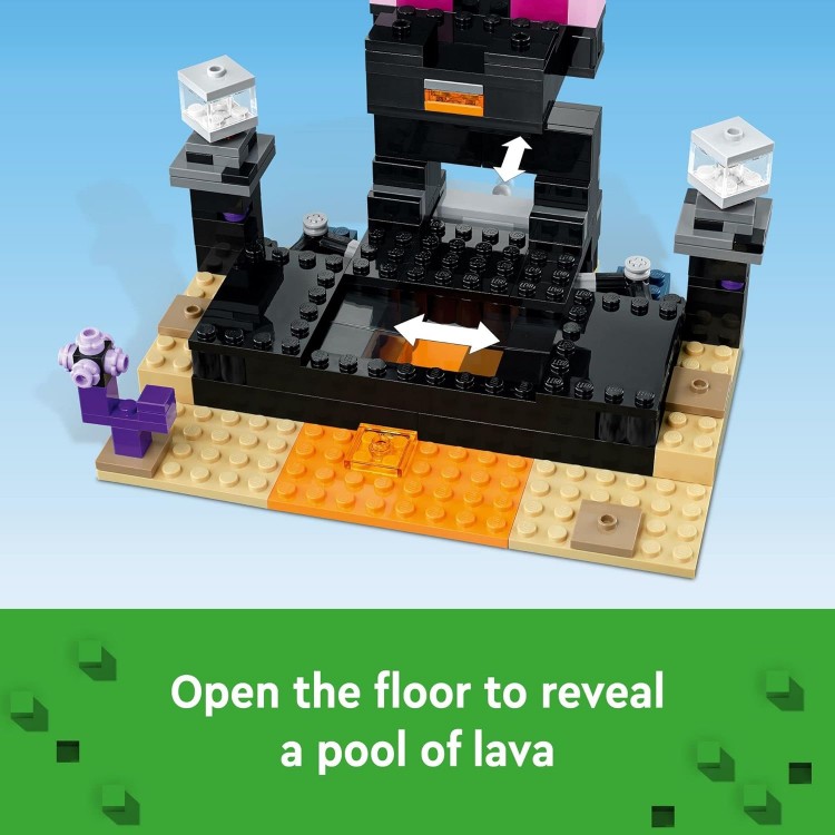 Minecraft The End Arena 21242, Player-vs-Player Battle Playset with Lava, Ender Dragon and Enderman Figures, Action Toys for Kids 8 Plus Years Old